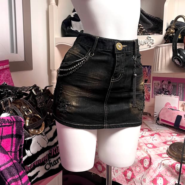 MA*RS마즈d.i.a 오네갸루대장 체인 골드워싱 스커트 펑크y2k나나깔