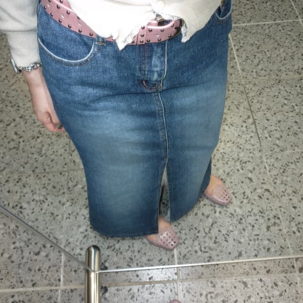 denim slim long skirt