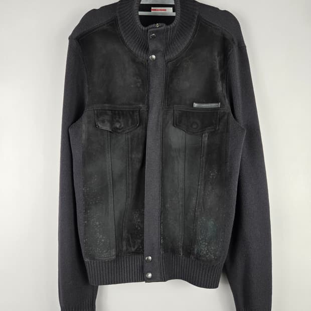 [무료배송]프라다 50(100) 남성 울100 스웨이드 니트 가디건 정품