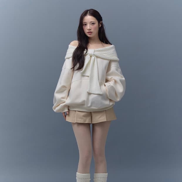 더티스 리본후디 베이지