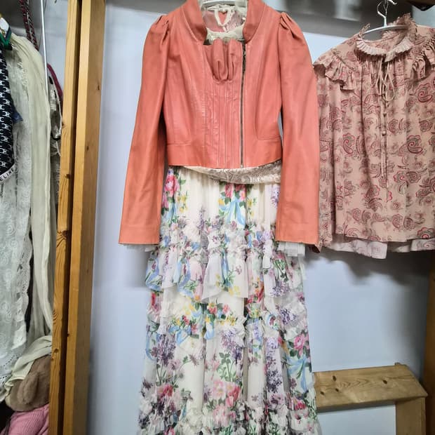 레니본 셔링 양가죽자켓