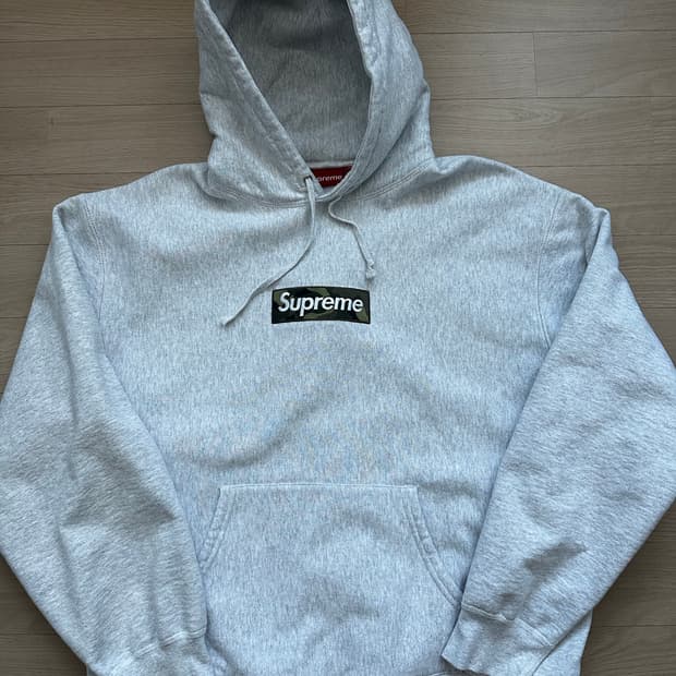 슈프림 박스로고 후드 스웨트셔츠 애쉬 그레이 - 23FW XL