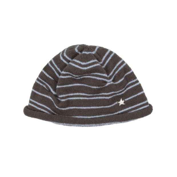 TCM stripe bottle beanie (brown/blue)
