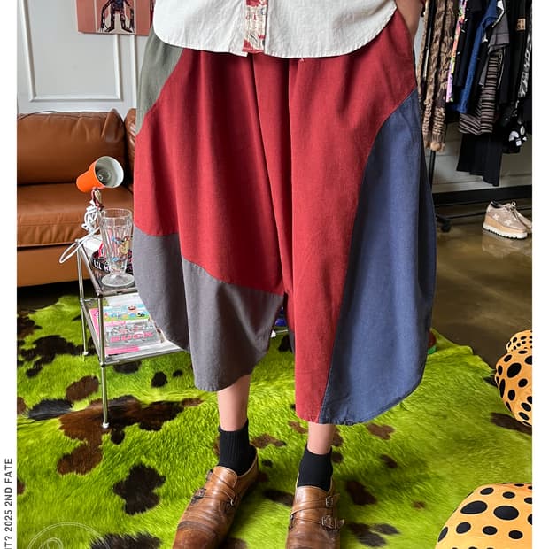 Jpn Vintage Oriental Color Block Pants