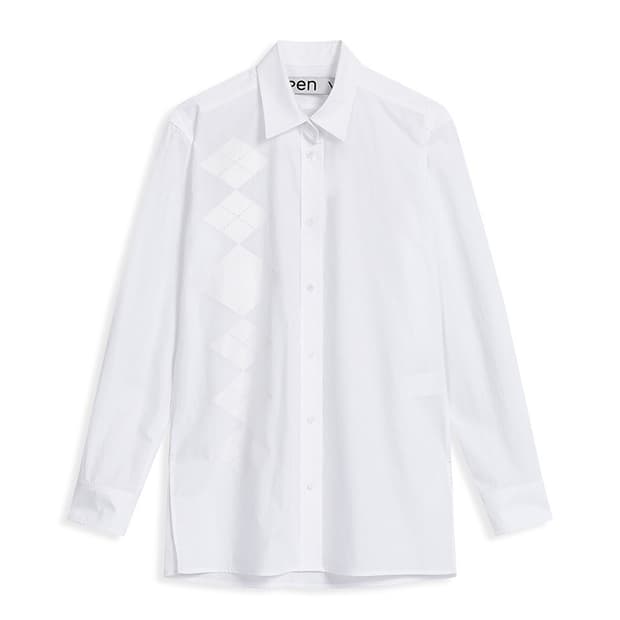 오픈와이와이 아가일 버튼 다운 셔츠 화이트