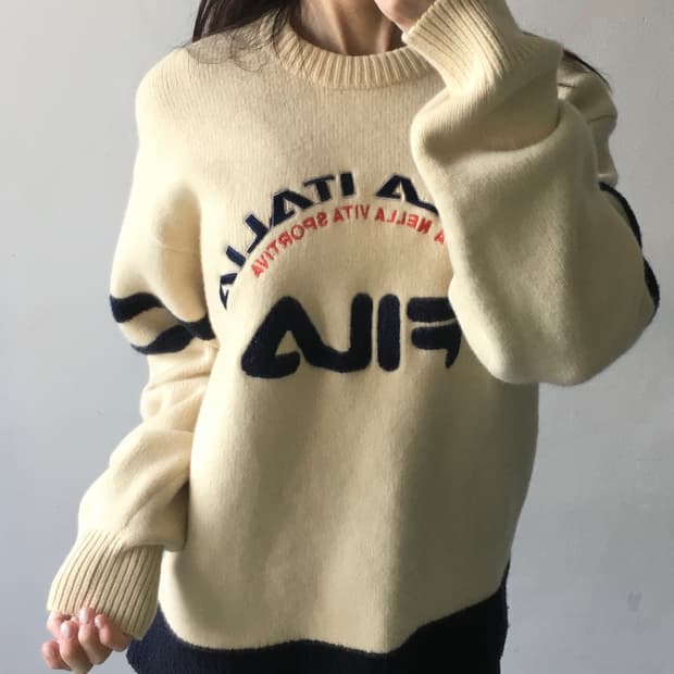 휠라 스트라이프 니트