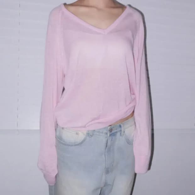 낫띵인커먼 루즈 소프트 딥브이넥 니트