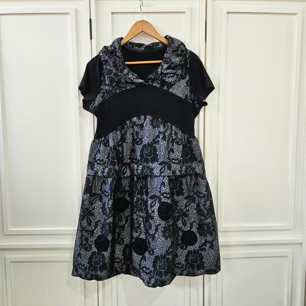 블랙 레이스 벌룬 원피스