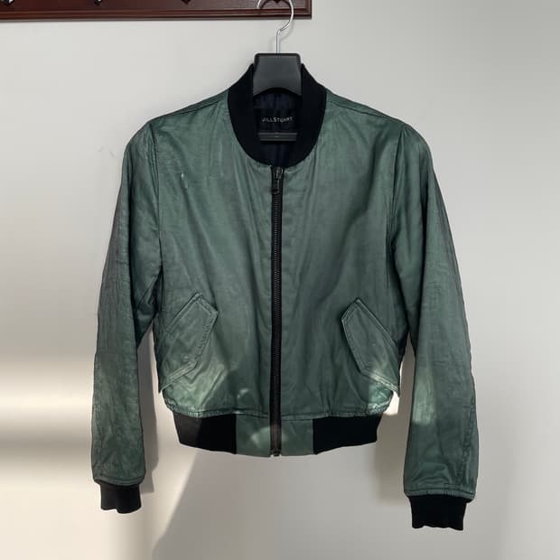 질스튜어트 망사 레이어드 그린 블루종 봄버