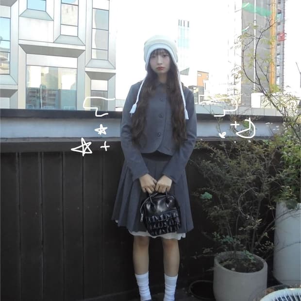 코이세이오 셋업 그레이 자켓 스커트 일괄