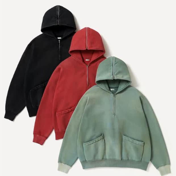 아프레쎄 26ss 하프 후드 집업 블랙, 레드