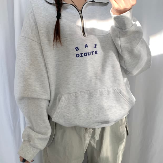 IAB 아이앱스튜디오 멜란지그레이 하프 집업