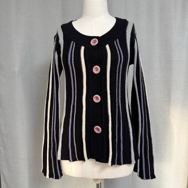  멀티 믹스 빅 버튼 빈티지 가디건