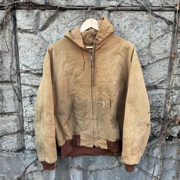 90s 칼하트 빈티지 jr106 하드페이딩 덕 액티브 후드 워크 자켓