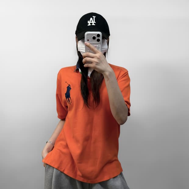 폴로 랄프로렌 빅 포니 자수 카라티 오렌지