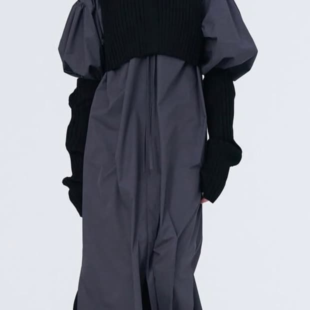 HYKE T/C GATHERED DRESS 차콜