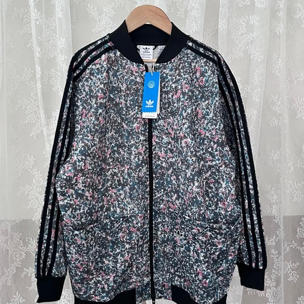 XS) 새상품 아디다스 플라워 롱 봄버 자켓