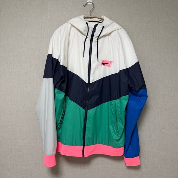 나이키 NSW 윈드러너 자켓 화이트 그린 핑크 XL