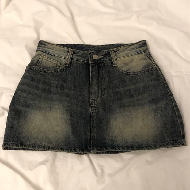 [새상품] 카인다미 골반볼륨업 빈티지워싱 하이웨스트 치마바지 M사이즈