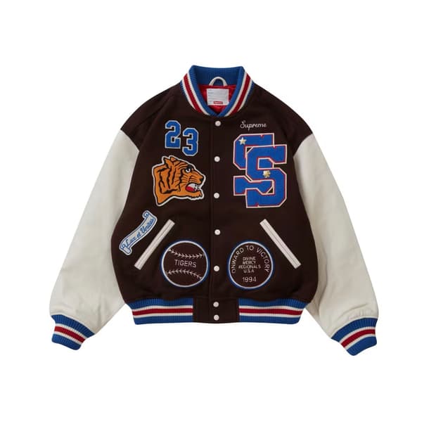 슈프림 타이거 바시티 자켓 브라운 L
