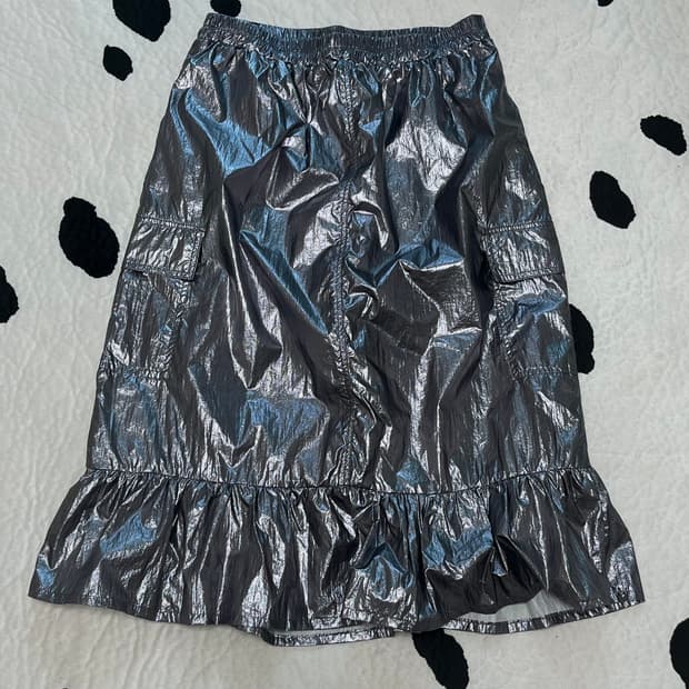 metallic black silver skirt