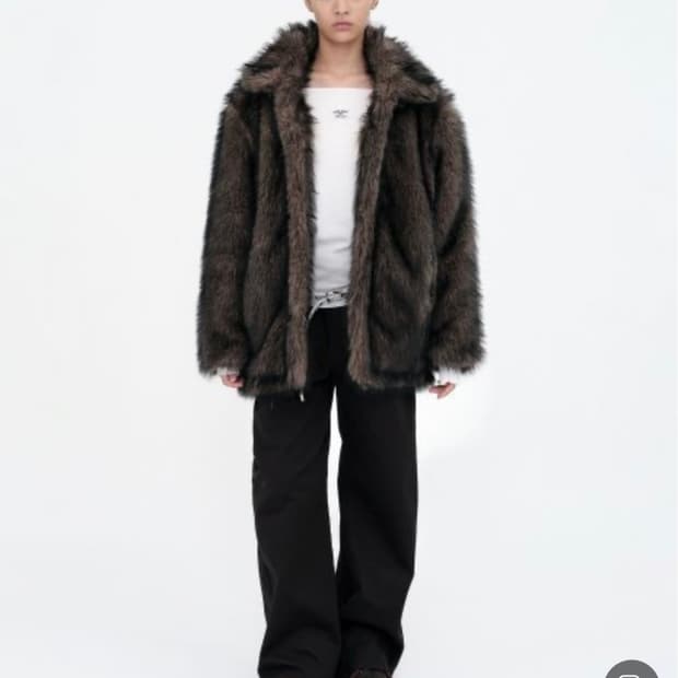 밀로우먼 버클 롱 헤어 퍼자켓 브라운 S