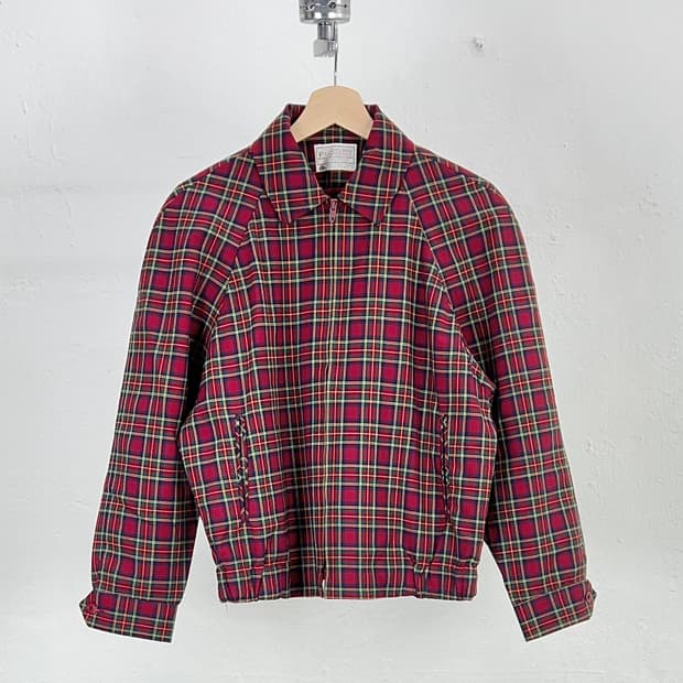 펜들턴 타탄 체크 셔링 울 블루종 자켓