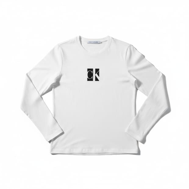 캘빈클라인 화이트 CK 로고 긴팔 티셔츠