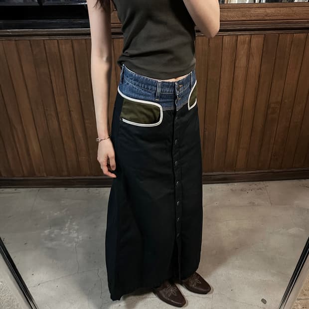 DIESEL long denim mix skirt