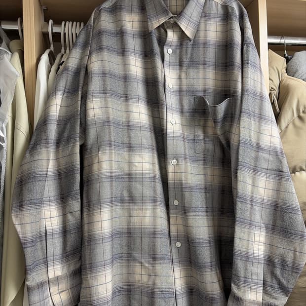 오라리 23fw 그레이 체크셔츠 5사이즈