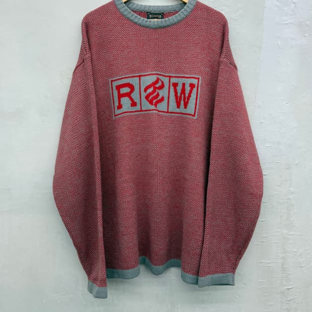 로카웨어 00s 엠브로이더리 오버사이즈 코튼 니트