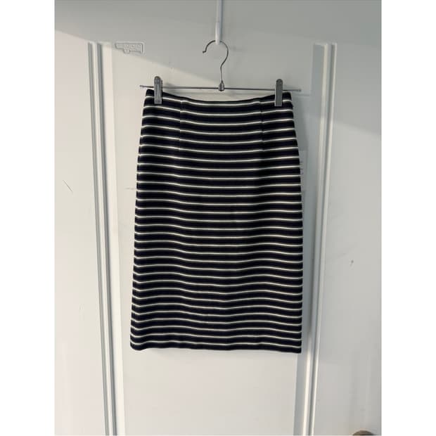 일본빈티지 네이비그린 울 미디스커트