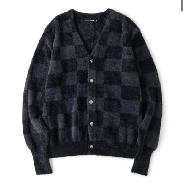 해칭룸 체크보드 니트 가디건