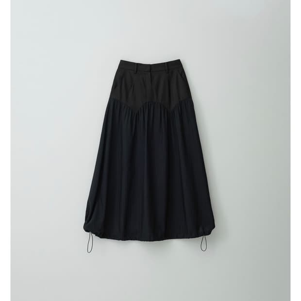 마조네 맥시 셔링 스커트 블랙 Maxi shirring skirt