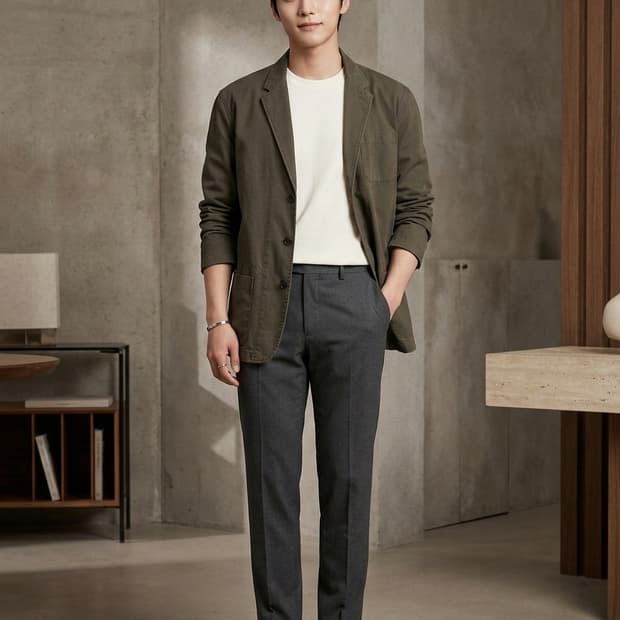 바나나리퍼블릭 올리브 캔버스 캐주얼 블레이저 자켓