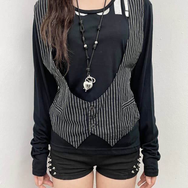 긱시크 레이어드 베스트 탑