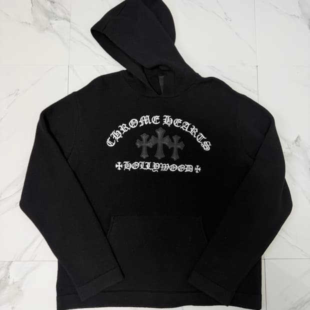 새상품 신형 크롬하츠 레더패치 세메터리 캐시미어 후드티 L