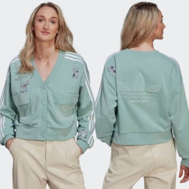 아디다스 디즈니 콜라보 스티치 브이넥 가디건 민트 s