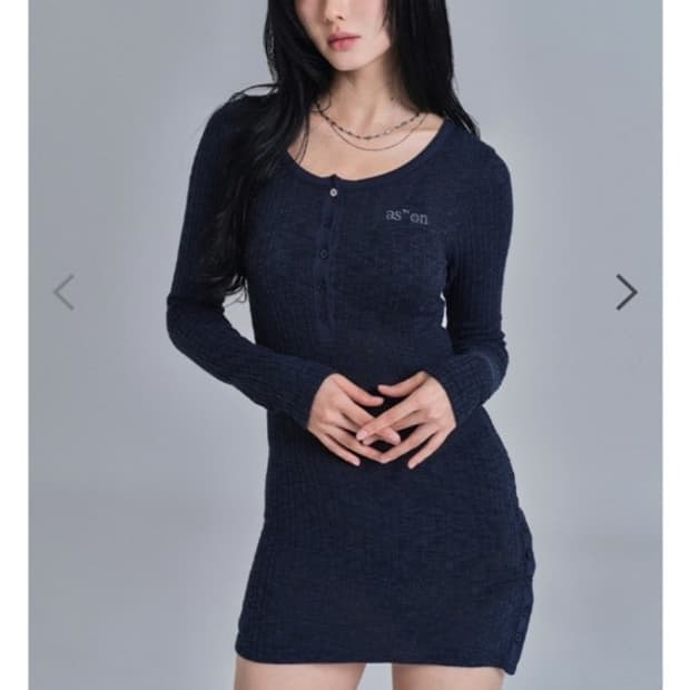 애즈온 LIBBED COMBI MINI DRESS