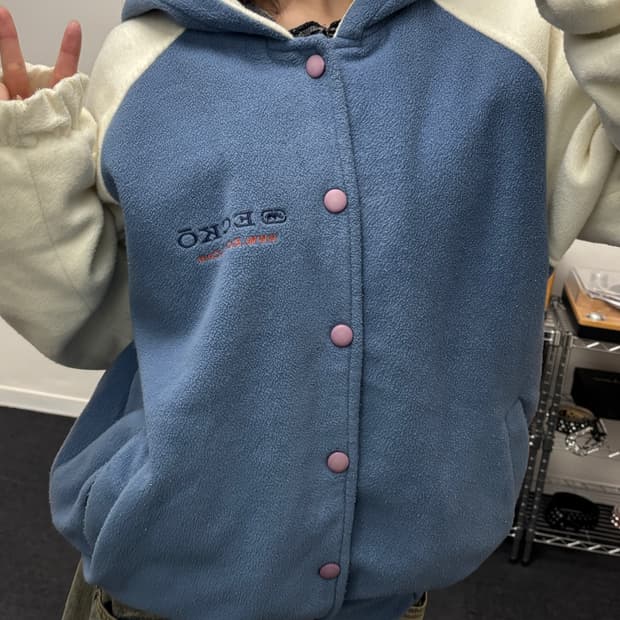 에코 00s 배색 후리스 퀼팅 점퍼