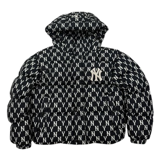 MLB 클래식 모노그램 후드 다운 패딩 블랙 XS