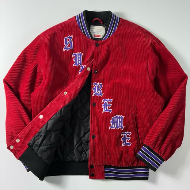Supreme  슈프림 올드 잉글리쉬 코듀로이 바시티 자켓 