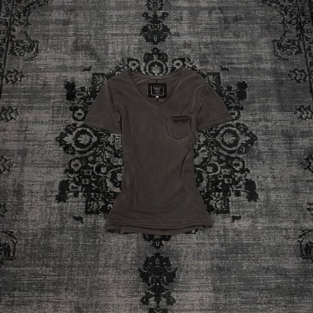 Ggd washed grey leather patch pocket t s