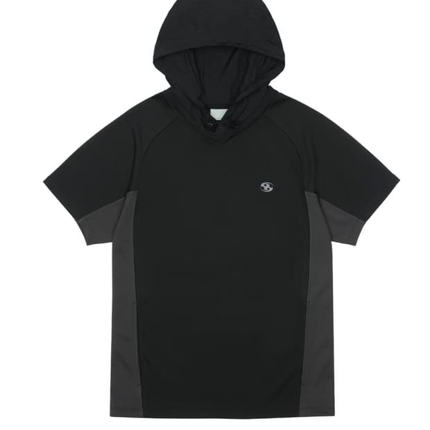 HOODED MESH T-SHIRT [BLACK] 산산기어 후드 반팔
