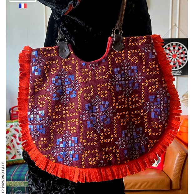 JAMIN PUECH Fringe Wool Shoulder Bag