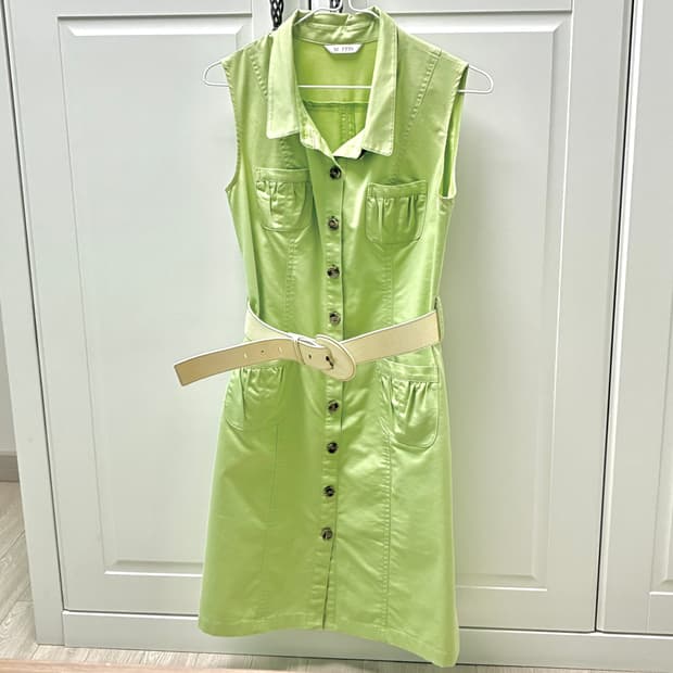 엠핀 연두색 나시 원피스