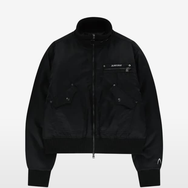 High-Neck Bomber Jacket (Black)