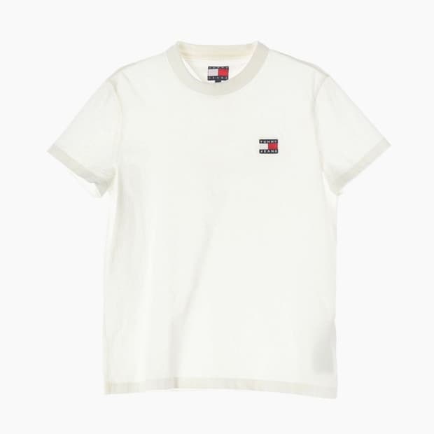 타미진스 클래식 플래그 자수 로고 화이트 반팔 티셔츠 S