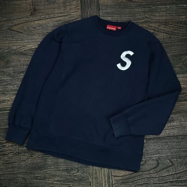 슈프림 S 로고 크루넥 스웻 셔츠 맨투맨 네이비 P01137 