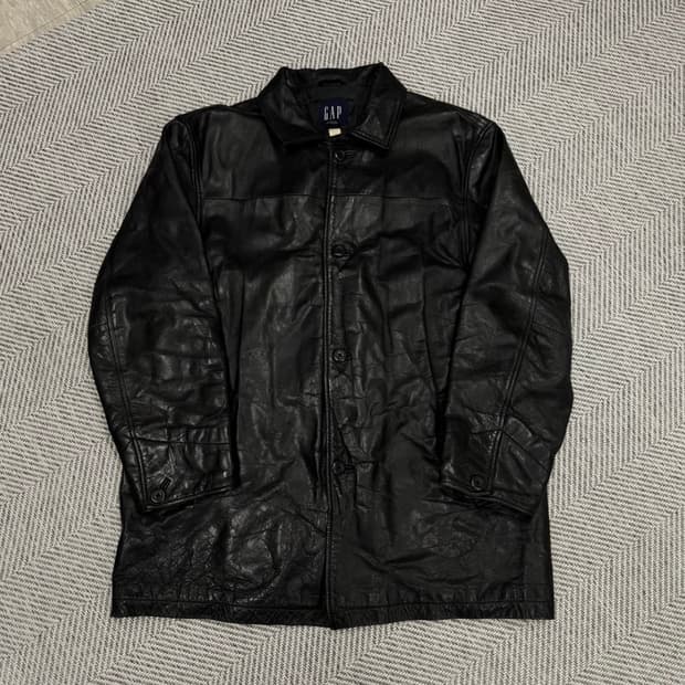 [XL] 올드 갭 레더 빈티지 카 코트 블랙